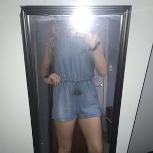 Faux denim romper